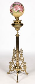 BRADLEY & HUBBARD BRASS AND IRON ADJUSTABLE PIANO FLOOR LAMP