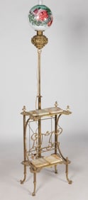 MERIDEN BRONZE CO. MIXED METALS AND ONYX ADJUSTABLE PIANO TABLE FLOOR LAMP