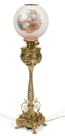 BRADLEY & HUBBARD CAST-BRASS KEROSENE BANQUET LAMP