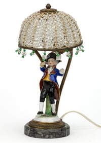 GERMAN PORCELAIN FIGURAL SOLDIER ELECTRIC DESK / TABLE LAMP