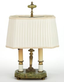 AMERICAN ONYX AND BRASS ELECTRIC TABLE LAMP