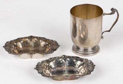 TIFFANY & CO. STERLING AND CARTIER 0.950 SILVER ARTICLES, LOT OF THREE