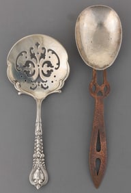 TIFFANY "FLORENTINE" STERLING SILVER AND OTHER SERVING UTENSILS, LOT OF TWO