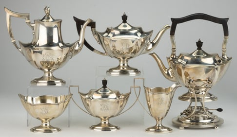 GORHAM "PLYMOUTH" STERLING SILVER SIX-PIECE COFFEE AND TEA SERVICE