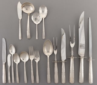 GORHAM "CAMELLIA" STERLING SILVER 104-PIECE FLATWARE SERVICE