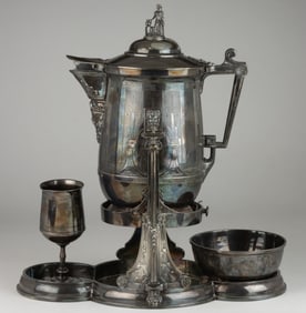 REED & BARTON SILVER-PLATED FOUR-PIECE ICE WATER PITCHER SET