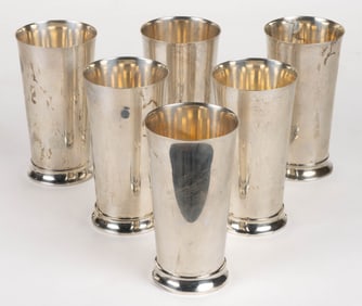 CHICAGO SILVER CO. STERLING SILVER TUMBLERS / HIGHBALLS, SET OF SIX