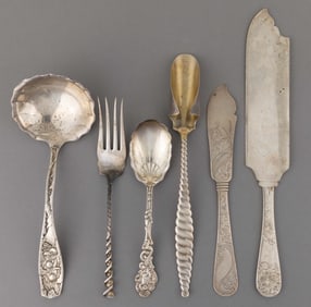 WHITING MFG. CO. AND OTHER STERLING SILVER SERVING UTENSILS, LOT OF SIX