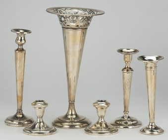 CHARLES C. WIENTGE CO. AND OTHER WEIGHTED STERLING SILVER ARTICLES, LOT OF FIVE