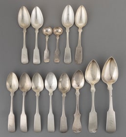 NEW YORK COIN SILVER SPOONS, LOT OF 14