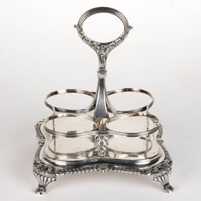 REBECCA EMES & EDWARD BARNARD I, ENGLISH GEORGIAN STERLING SILVER CRUET STAND