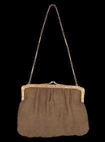 ANTIQUE / VINTAGE 14K YELLOW AND ROSE GOLD AND SAPPHIRE MESH PURSE