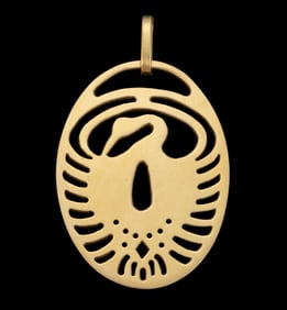 VINTAGE 18K YELLOW GOLD BIRD FIGURAL PENDANT