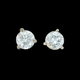 VINTAGE / CONTEMPORARY 14K WHITE GOLD AND APPROX. 0.7 CTW DIAMOND STUD EARRINGS, PAIR