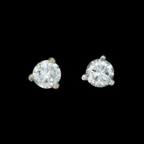 VINTAGE / CONTEMPORARY 14K WHITE GOLD AND APPROX. 0.25 CTW DIAMOND STUD EARRINGS, PAIR