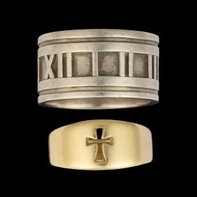 VINTAGE / CONTEMPORARY TIFFANY & CO. STERLING SILVER AND JAMES AVERY 14K YELLOW GOLD RINGS, LOT OF
