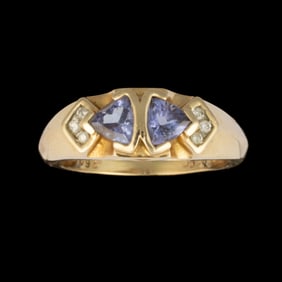 VINTAGE / CONTEMPORARY 14K YELLOW GOLD AND GEMSTONE LADY'S RING