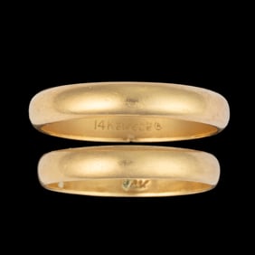 VINTAGE 14K YELLOW GOLD MEN'S BANDS, LOT OF TWO