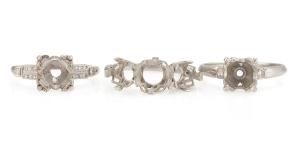 VINTAGE PLATINUM AND DIAMOND-ACCENTED LADY'S RINGS, LOT OF THREE