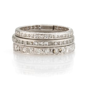 VINTAGE PLATINUM AND DIAMOND ETERNITY BANDS, LOT OF THREE