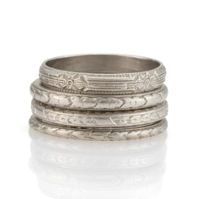 VINTAGE PLATINUM BANDS, LOT OF FOUR
