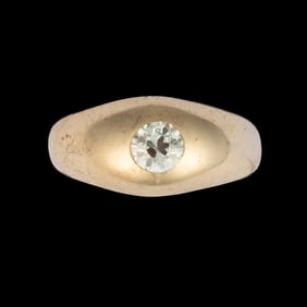 ANTIQUE / VINTAGE 14K YELLOW GOLD AND APPROX. 0.65 CT. DIAMOND MAN'S RING