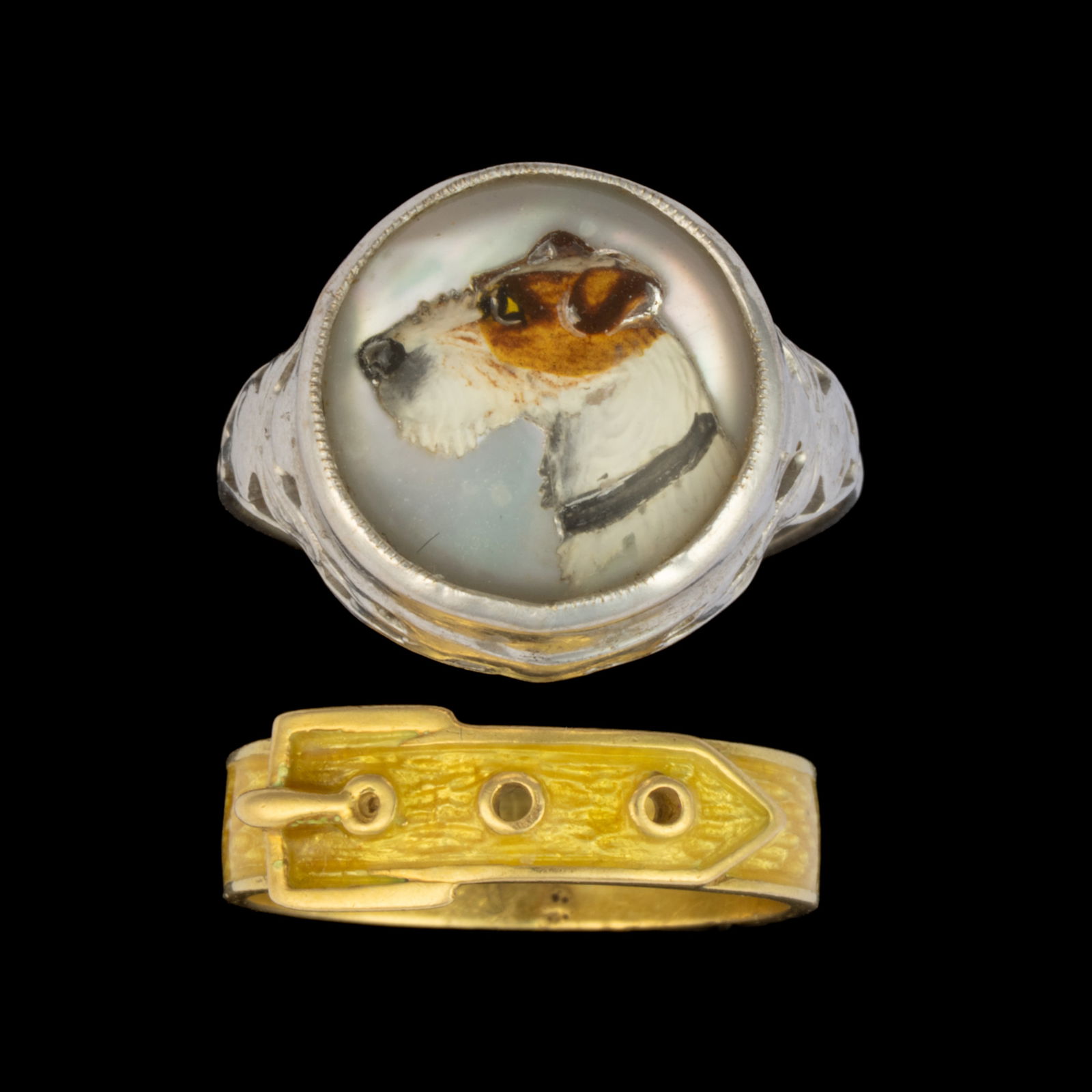 ANTIQUE / VINTAGE 14K AND 18K GOLD FIGURAL LADY'S RINGS, LOT OF TWO (1 of 2)