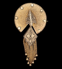 VICTORIAN / ANTIQUE 14K YELLOW GOLD AND ENAMEL BROOCH