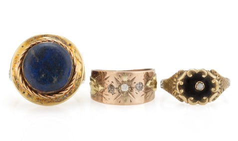 VICTORIAN / ANTIQUE 10K AND 14K GOLD LADY'S RINGS, LOT OF THREE