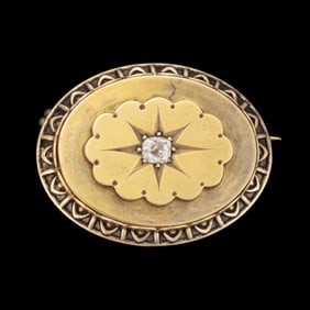VICTORIAN / ANTIQUE 10K-14K YELLOW GOLD AND DIAMOND BROOCH