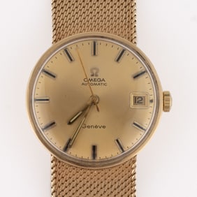VINTAGE BRITISH 9K YELLOW GOLD OMEGA AUTOMATIC MEN'S WRIST WATCH