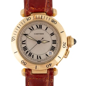 VINTAGE CARTIER PASHA 18K YELLOW GOLD-CASED MEN'S WRIST WATCH
