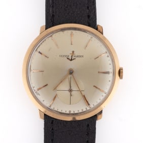 VINTAGE ULYSSE NARDIN 18K ROSE GOLD-CASED MEN'S WRIST WATCH