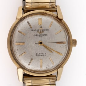 VINTAGE ULYSSE NARDIN CHRONOMETER 14K YELLOW GOLD-CASED MEN'S WRIST WATCH