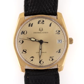 VINTAGE UNIVERSAL GENEVE 18K YELLOW GOLD-CASED UNISONIC MEN'S WRIST WATCH