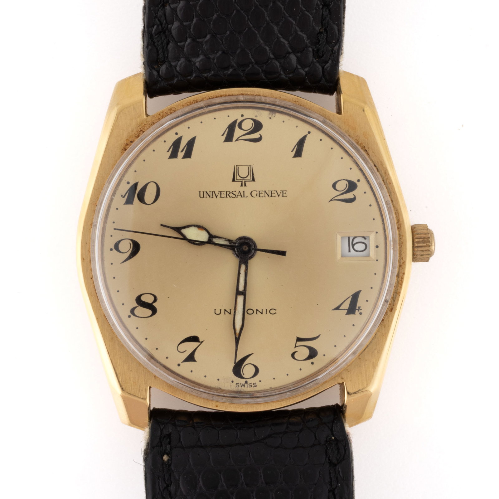 VINTAGE UNIVERSAL GENEVE 18K YELLOW GOLD-CASED UNISONIC MEN'S WRIST WATCH (1 of 5)