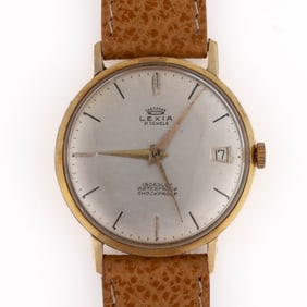 VINTAGE LEXIA 14K YELLOW GOLD-CASED MEN'S WRIST WATCH
