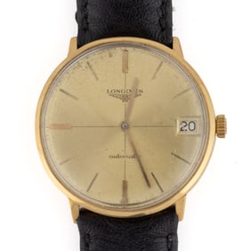 VINTAGE LONGINES 18K YELLOW GOLD-CASED MEN'S WRIST WATCH