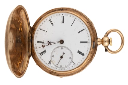 AMI RICHARD, SWISS 14K YELLOW GOLD-CASED KEY-WIND POCKET WATCH