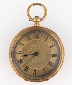 SWISS 18K YELLOW GOLD-CASED KEY-WIND POCKET WATCH