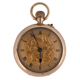 BRITISH EDWARDIAN IMPORTED 9K ROSE GOLD-CASED LADY'S POCKET WATCH