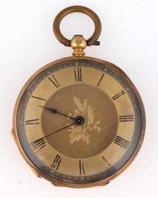 ANTIQUE 18K YELLOW GOLD-CASED KEY-WIND POCKET WATCH