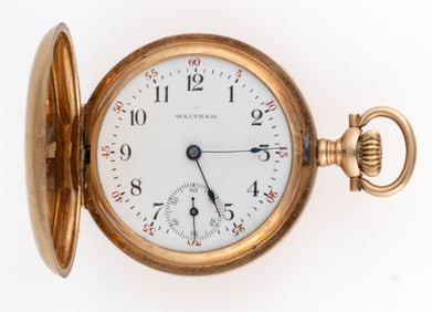 WALTHAM 14K YELLOW GOLD-CASED 7-JEWEL MODEL 1891 LADY'S POCKET WATCH