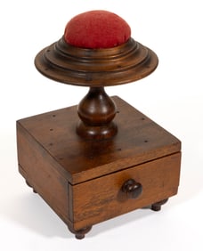 SHAKER-STYLE WALNUT NEEDLEWORKING / SEWING SPOOL STAND