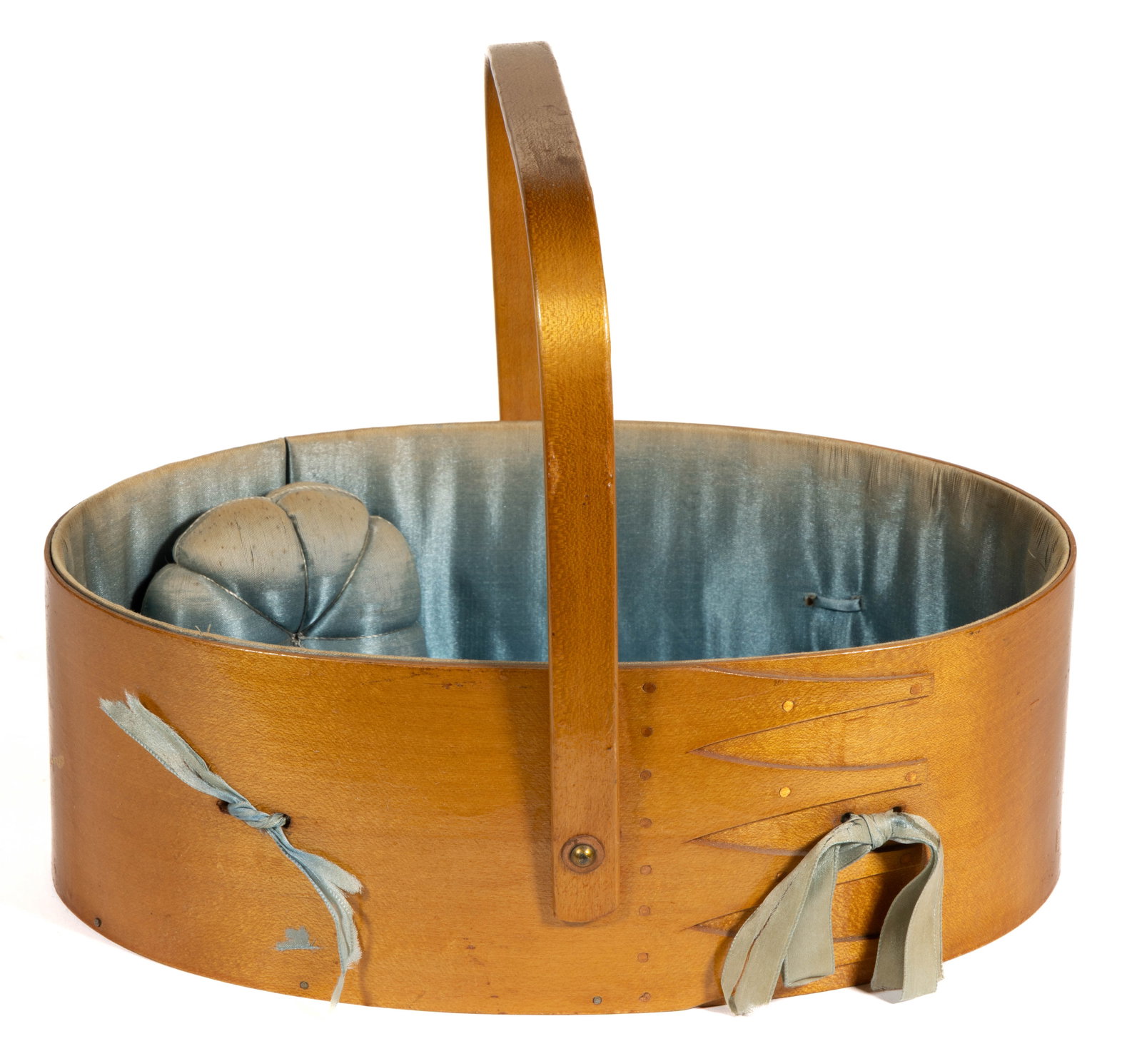 SIGNED SABBATHDAY SHAKER BENTWOOD NEEDLEWORKING / SEWING BASKET / WORKBOX (1 of 5)