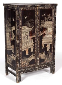 CHINESE PAINT-DECORATED LACQUERED CABINET