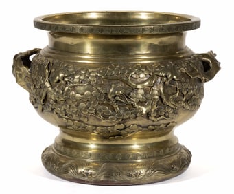JAPANESE MEIJI PERIOD BRONZE JARDINIERE / PLANTER