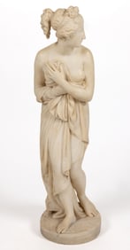AFTER ANTONIO CANOVA (ITALIAN, 1757-1822) CARVED CARRARE MARBLE FIGURE OF A WOMAN