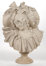 ITALIAN  WHITE MARBLE BUST OF A WOMAN