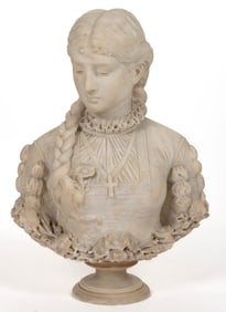 ITALIAN WHITE MARBLE BUST OF A WOMAN